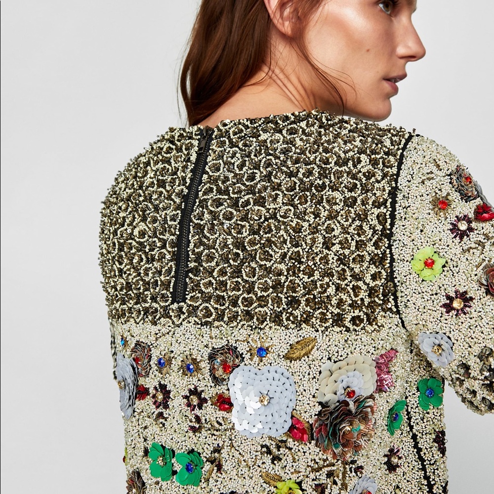 ZARA SEQUIN BEADED EMBELLISHED TOP // LIMITED ETD - Picture 4 of 8